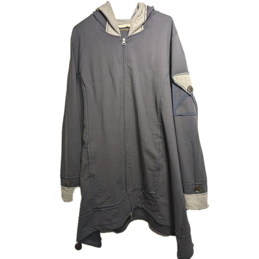 Soft Surroundings Hoodie Women 3X Pockets Full Zip Longline Tunic Coat Boho